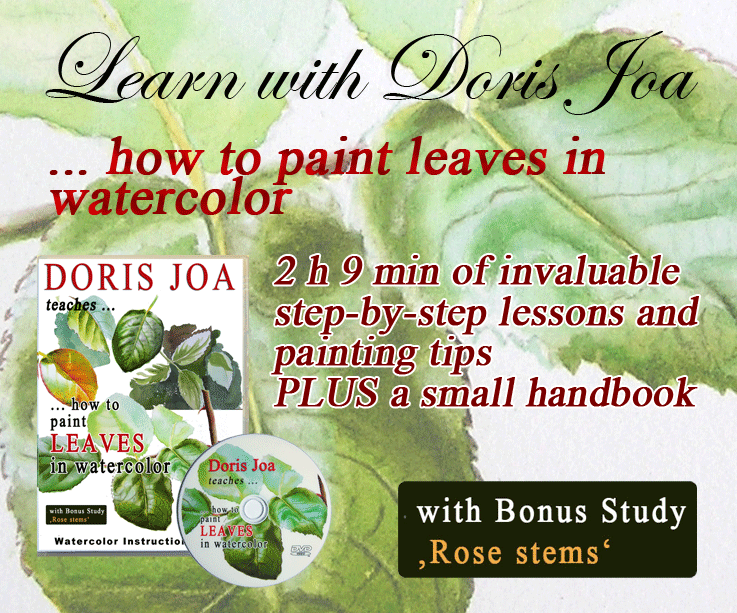 Watercolor Workshop on DVD 'How to paint leaves in watercolor' by Doris Joa