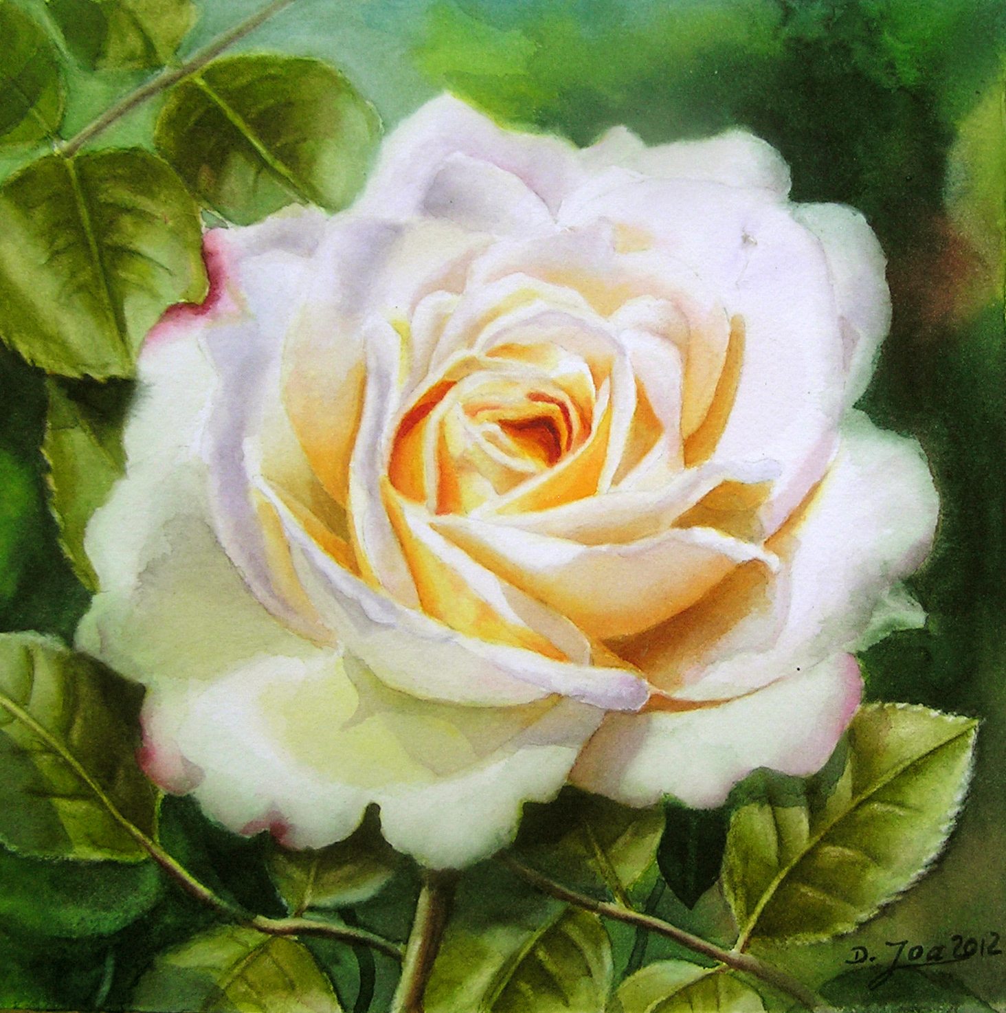 OLYMPUS DIGITAL CAMERA Watercolor Oil Paintings Of Roses And   Rose Finished Painting1 