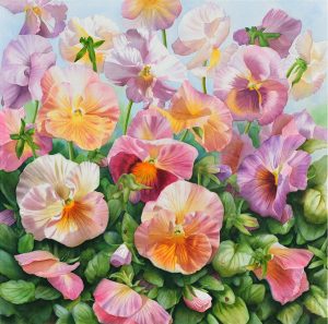 Pansies - Flower Paintings for Sale by Doris Joa