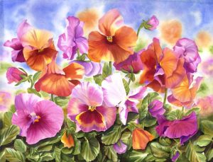 Pansies 'Blowing in the wind' | Watercolor & Oil Paintings of Roses and ...