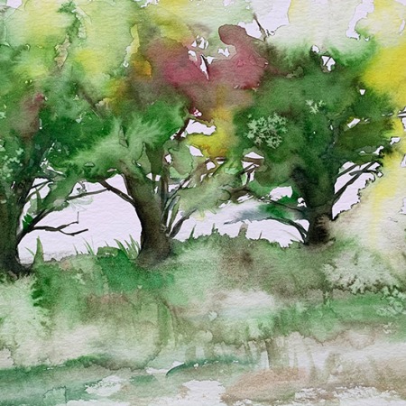 landscape in watercolor