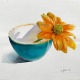 still life bowl with flower in watercolor